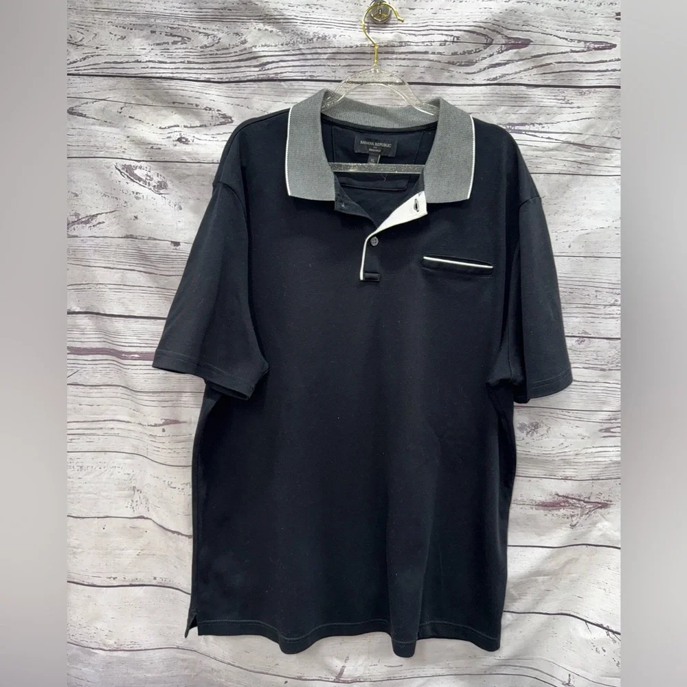 Banana Republic Black and Gray Men's Shirt Size XL